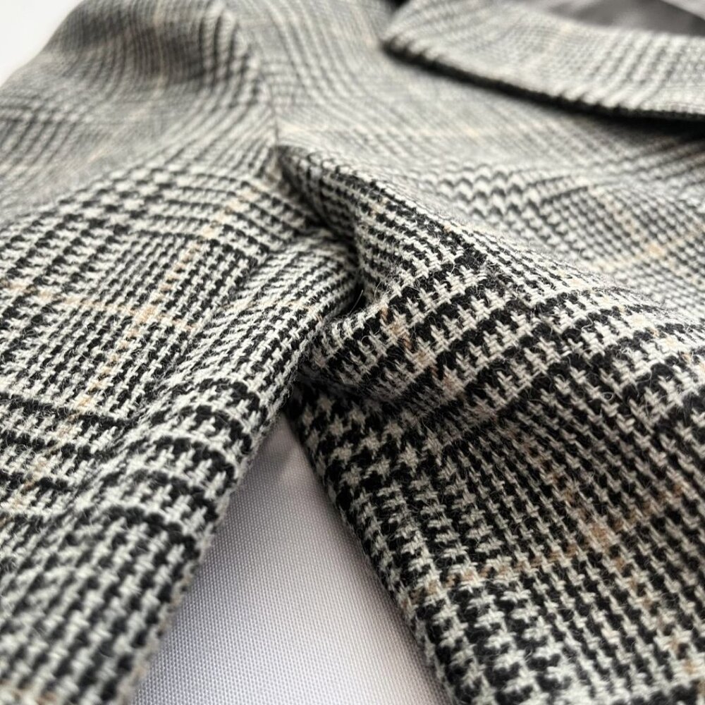 CLUB MONACO HOUDSTOOTH WOOL BLEND SINGLE BREATED MID-LENGTH BLAZER - 2 - Picture 6 of 9